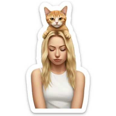 Cat on top of human head pulling her hair sticker