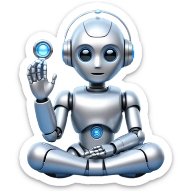 cute robot doing a thinking pose sticker