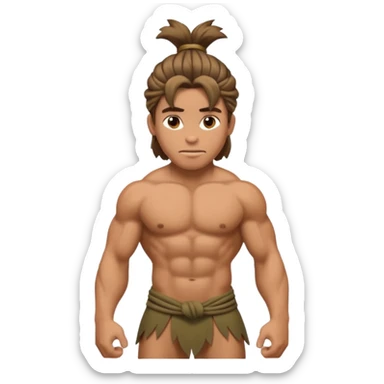 tarzan with his hair tied up sticker