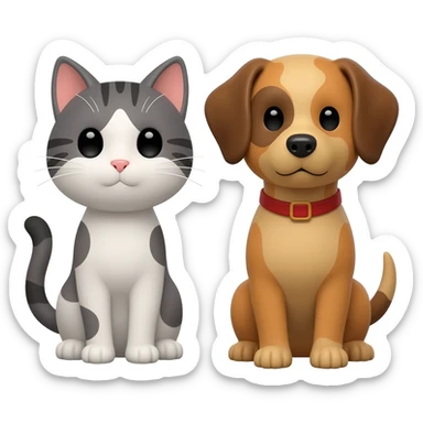 cute cat & dog sticker