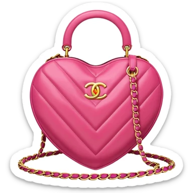 chanel heart pink color bag sticker