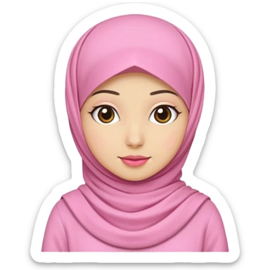 wanita hijab pink baju putih sticker