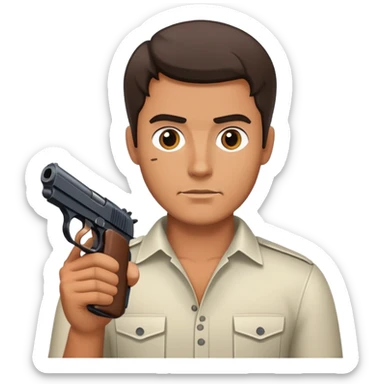 A man holding a pistol  sticker