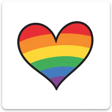 heart in rainbow pride colors, simple and bold, no text sticker