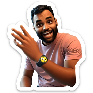 smiling boy with black hair sticker