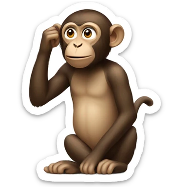 Monkey with classes on and scratching his head sticker