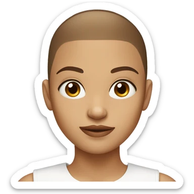 BLUE EYES BROWN BUZZ CUT LIGHT SKIN ROUND FACE GIRL sticker