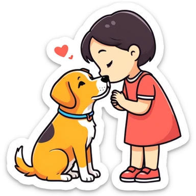 a girl kissing dog  sticker