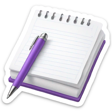 Light purple notepad with pen sticker
