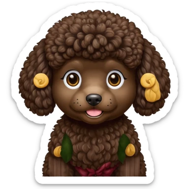 Dark brown Mini French poodle  sticker
