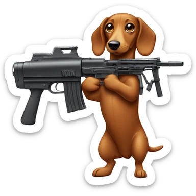 sausage dog with machine gun  sticker