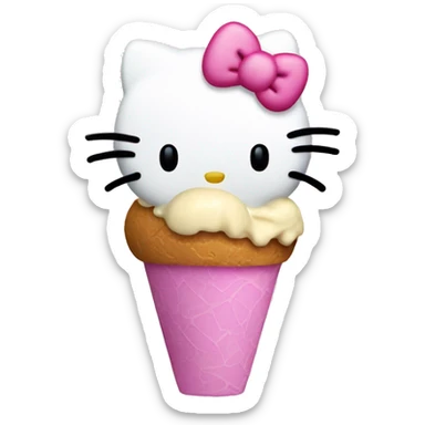 Hello kitty eating ice cream sticker