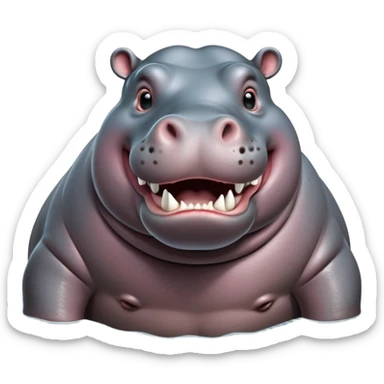 cinematic-hippo-realistic-full-body-standing-emoji,-massive-round-frame-partially-submerged-in-muddy-water,-wide-mouthed-grin-exposing-huge-teeth,-head-tilted-dramatically,-thick-greyish-brown-hide-glossy-from-water,-simplified-yet-realistic-focused-features,-highly-detailed,-glowing-with-an-almost-sarcastic-glow sticker