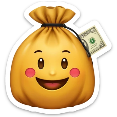 Genera un ladrón de frente con una bolsa de dineros sticker