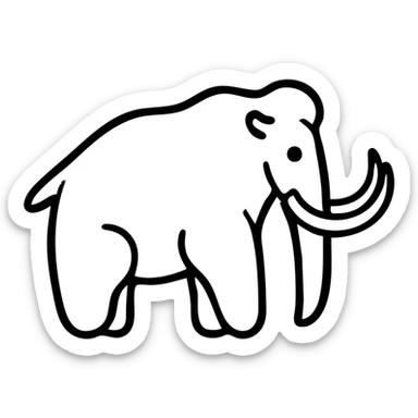 Woolly mammoth with distinctive curved tusks and trunk, side view sticker