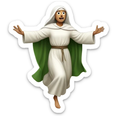 saint brigid running, with a large stride and arms outstretched sticker