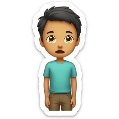 a child who is scolded by his mother  sticker