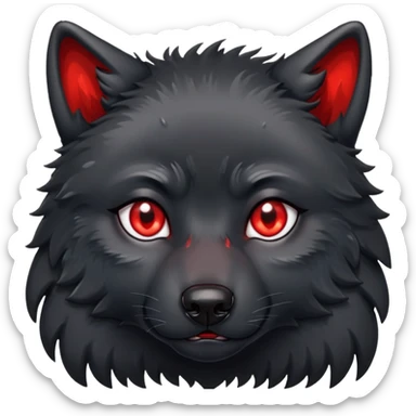sad crying black wolf with red eyes sticker