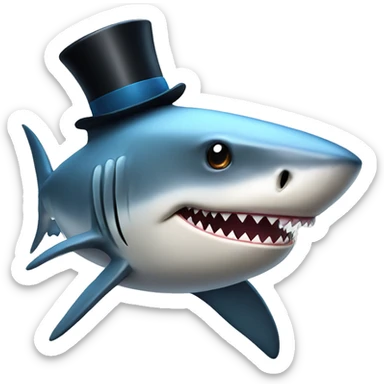 Shark with a top hat sticker