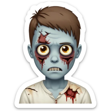 zombie boy with brown hair and white shirt sticker