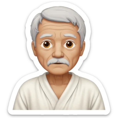An old man made out of clay and wearing a white nightgown sticker