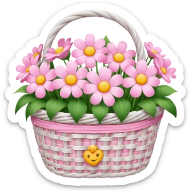 Pink flowers in a white basket sticker