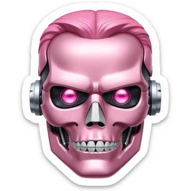 schwarzenegger-looking pink terminator with an email icon instead of one eye sticker