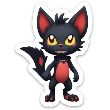 Black Anthro Cool Punk Noibat-Litten-Fakemon-fursona with fangs and edgy markings Full Body sticker