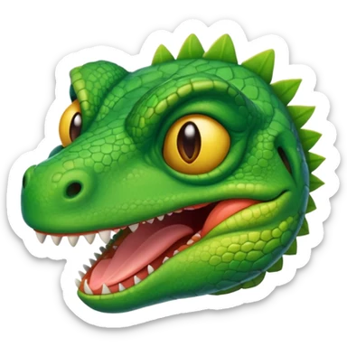 a sorrowful lizard pulling away a cheerful emoji mask sticker