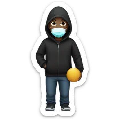 Man with medical mask and black hoody sticker