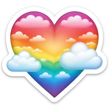 heart with rainbow gradient and clouds sticker