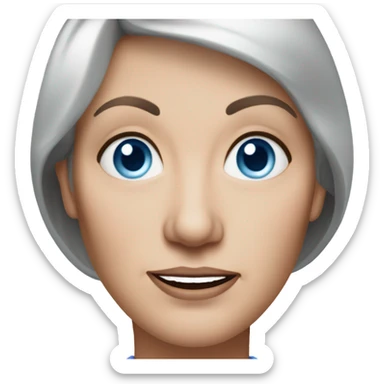 realistic portrait of a older woman with blue eyes more brown hair and less silver sticker