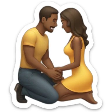 Man on knees facing woman sticker