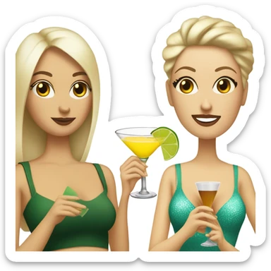 One blonde white woman with a martini, one dirty blonde white woman with a margarita, and one brunette white woman drinking a pina colada  sticker