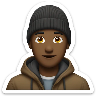 male portrait with beanie sticker