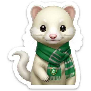 The white ferret with slytherin scarf sticker
