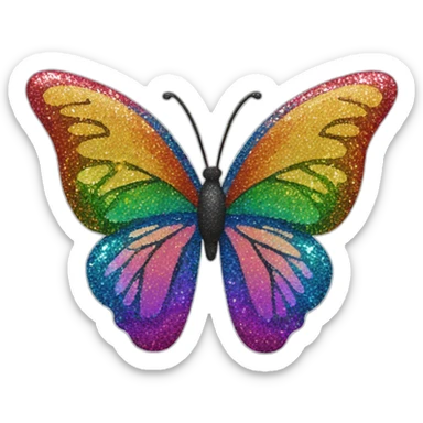 Rainbow glitter butterfly sticker