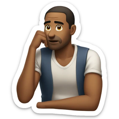 Man thinking and worried sticker