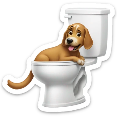 Dog pooping on toilet sticker