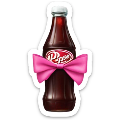 dr pepper bottle with a pink bow on top sticker