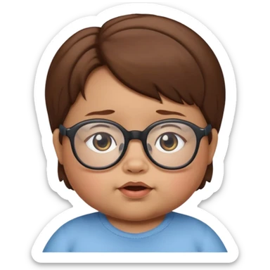Fat baby with glasses and brown hair sticker