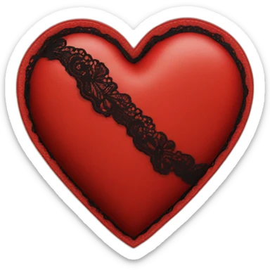 Red leather heart with black lace border sticker