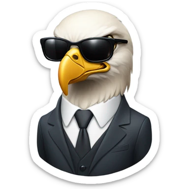Bald eagle with suit and sunglasses sticker