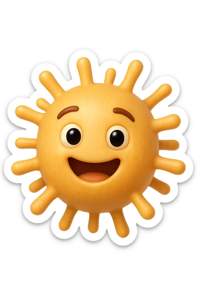 EMOJI STILE IPHONE DI BATTERI INTESTINALI FELICI CHE FLUTTUANO IN ARIA IPERREALISTICO 4K sticker