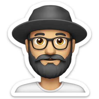 harvest european long black beard no hair glasses with hat sticker