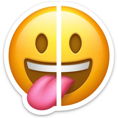 tongue emoji with the tongue split in two sections side by side sticker