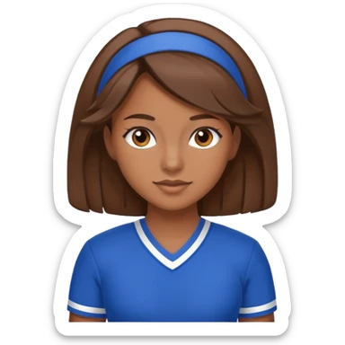 Brown hair, brown eyes, brown skin cheerleader in blue uniform  sticker