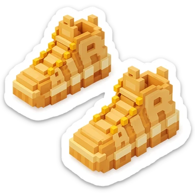 two pairs of Nike Air More Uptempo sneakers in beige with gold beads on the laces sticker