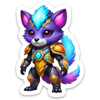 Epic Edgy Cute Colorful Nebula Modern Futuristic Vernid-Protogen-creature-animal, full body sticker