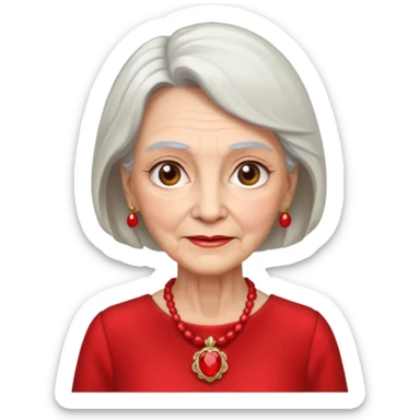 elderly woman with red dress and red necklace  sticker